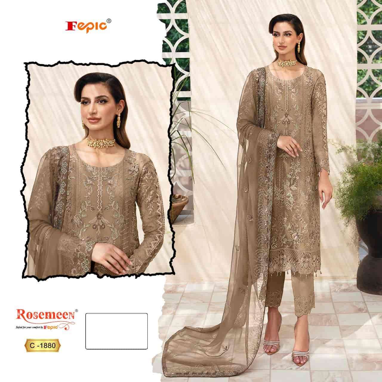 Fepic C 1880 Colors Pakistani Designer Organza Embroidered Suit Wholesalers