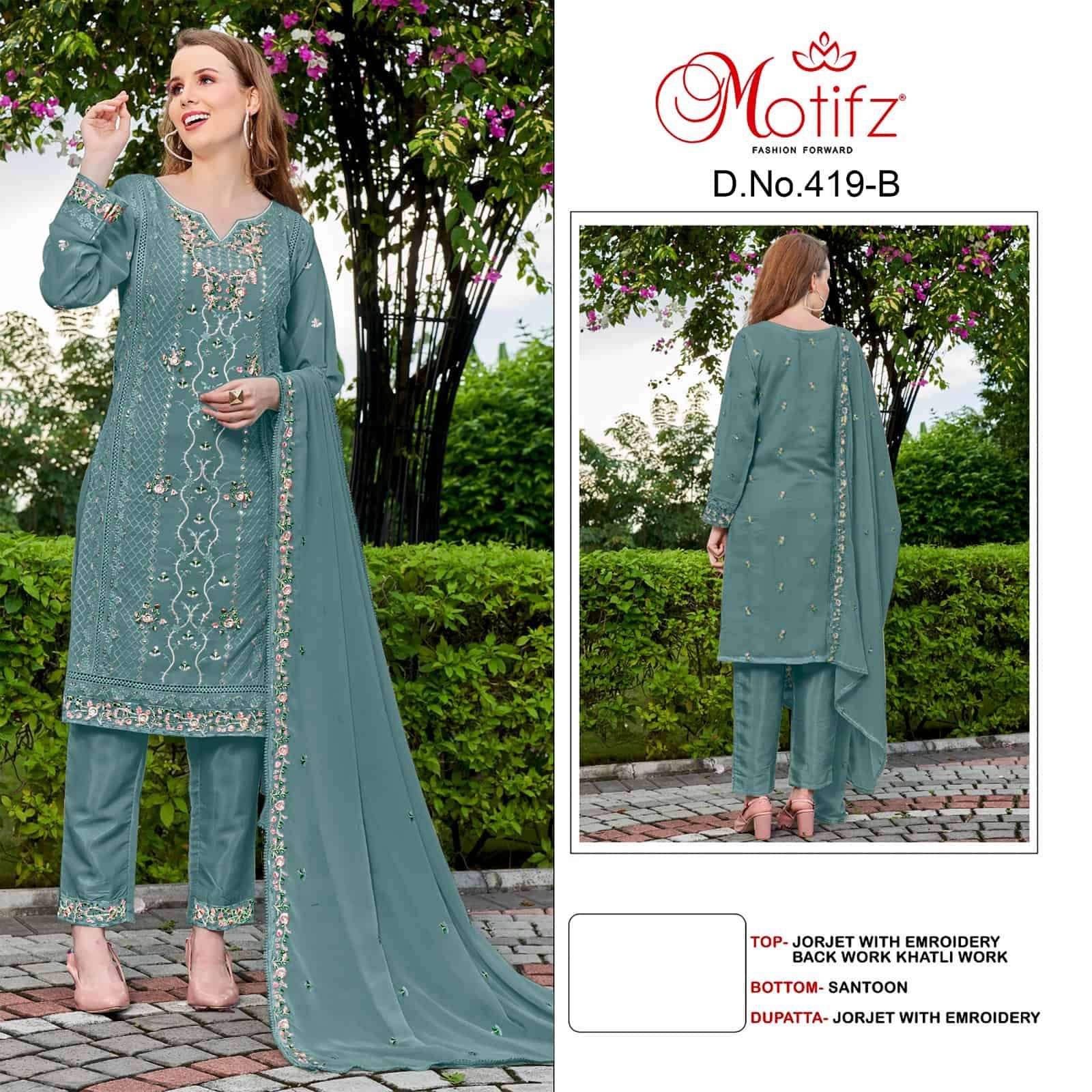 Motifz 419 B Designer Pakistani Party Suit