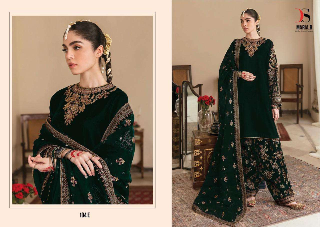 Deepsy D 104 E Pakistani Style Designer Velvet Embroidered Suit Exporter