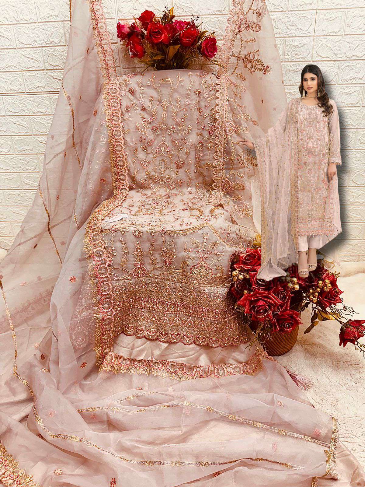 Fepic C 1802 Colors Pakistani Organza Partywear Designs Suit Wholesalers