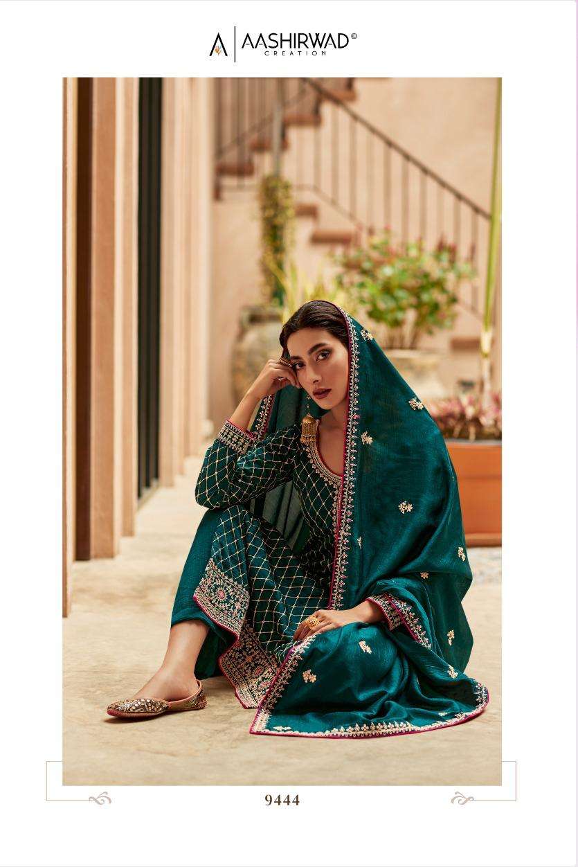 Aashirwad Nargis 9442 To 9446 New Designer Silk Suit Collection