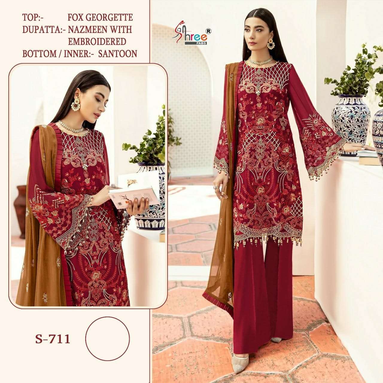 Shree Fabs S 711 Embroidered Designer Georgette Suit Collection