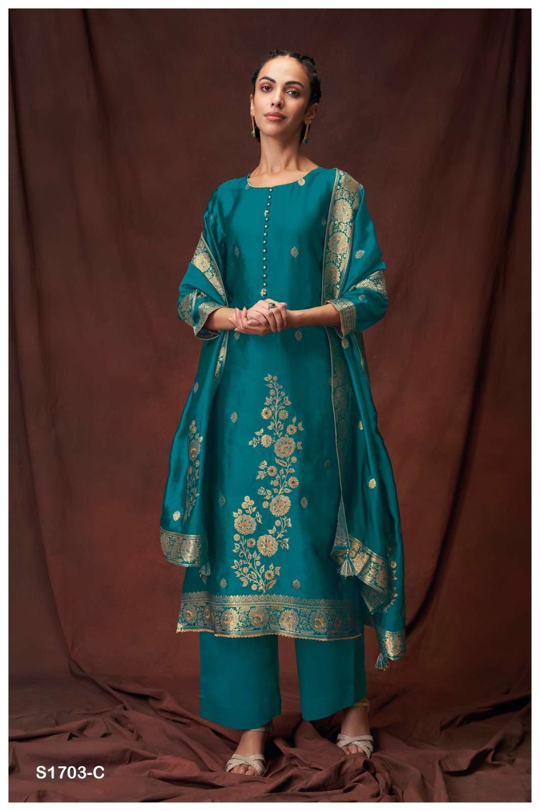 Ganga Mayla 1703 Fancy Woven Silk Traditional Dress Designs