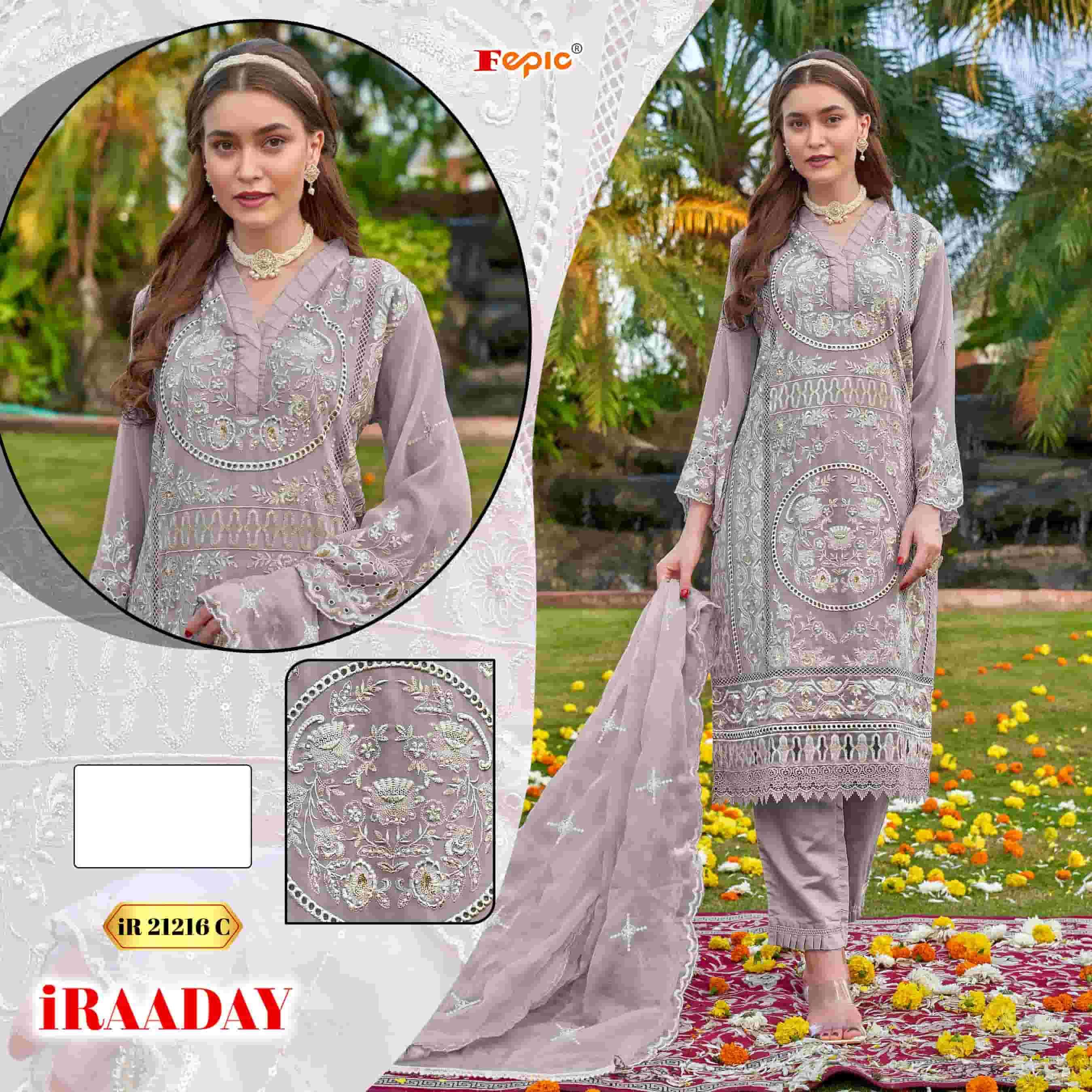 Fepic IR 21216 C Festive Wear Style Designer Organza Embroidered Dress