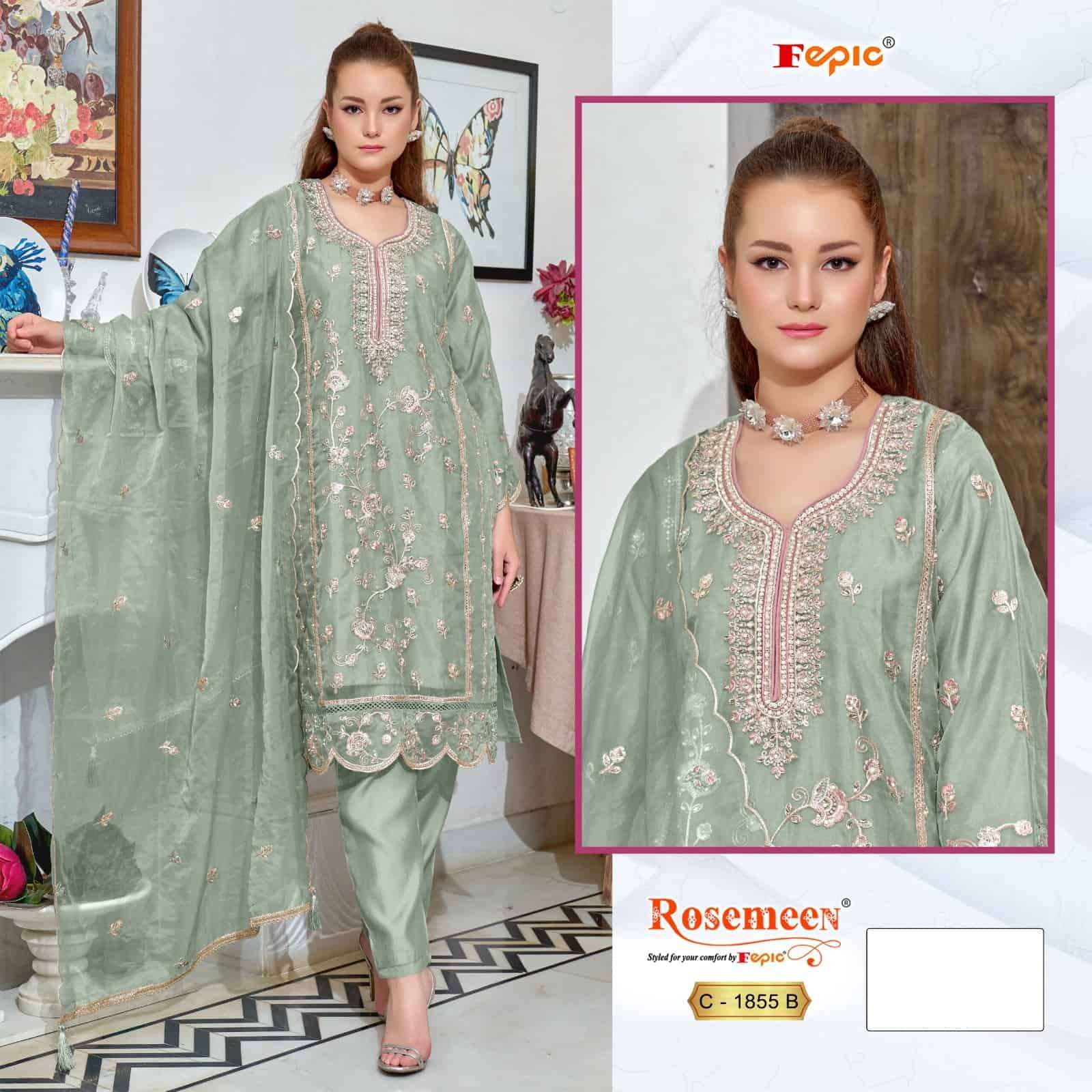 Fepic C 1855 B Organza Embroidered Pakistani Suit Ensemble