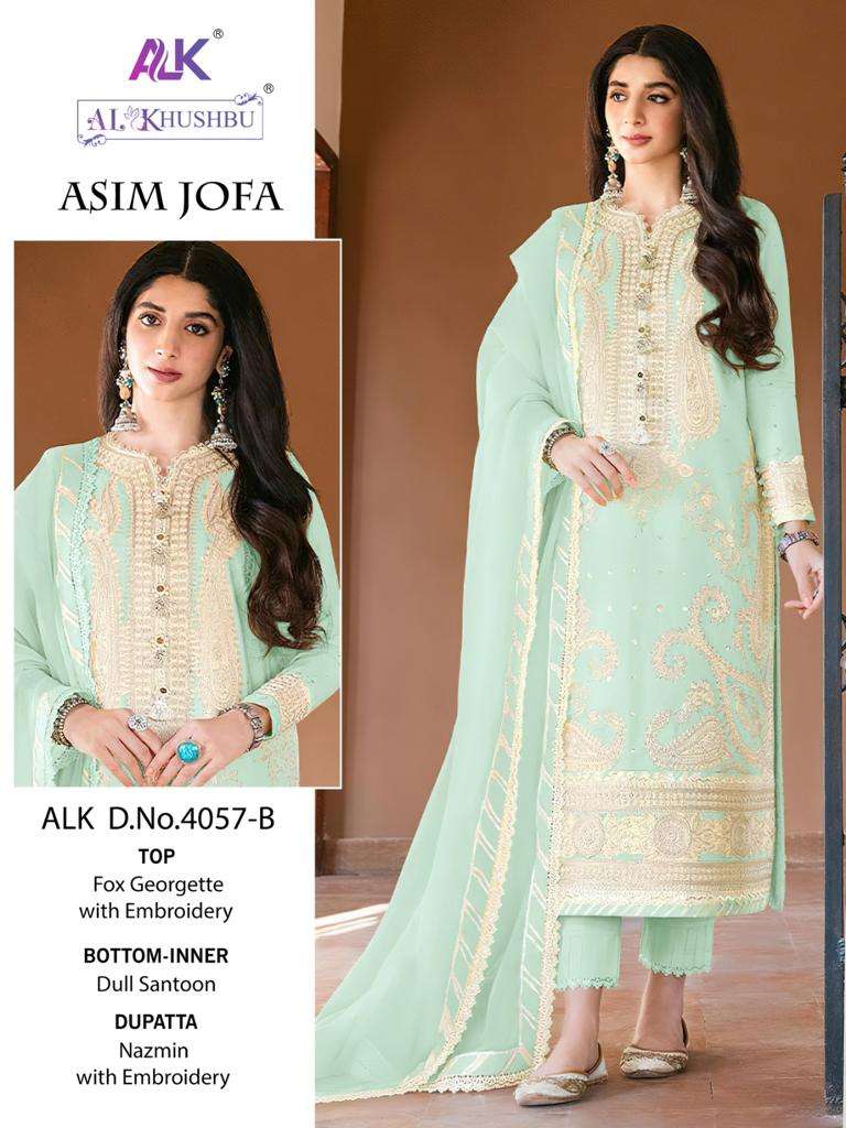 Al Khushbu Asim Jofa 4057 Colors Straight Style Pakistani Designer Suit