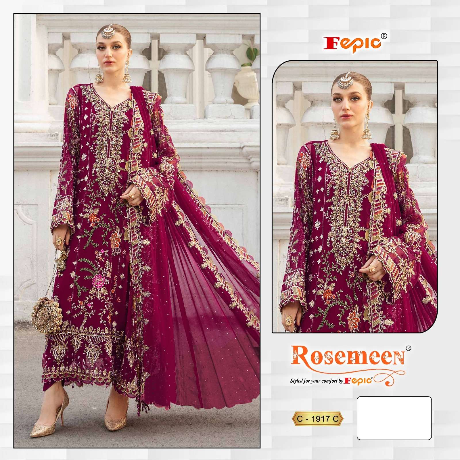 Fepic C 1917 C Exclusive Heavy Designer Style Organza Salwar Kameez Ensemble