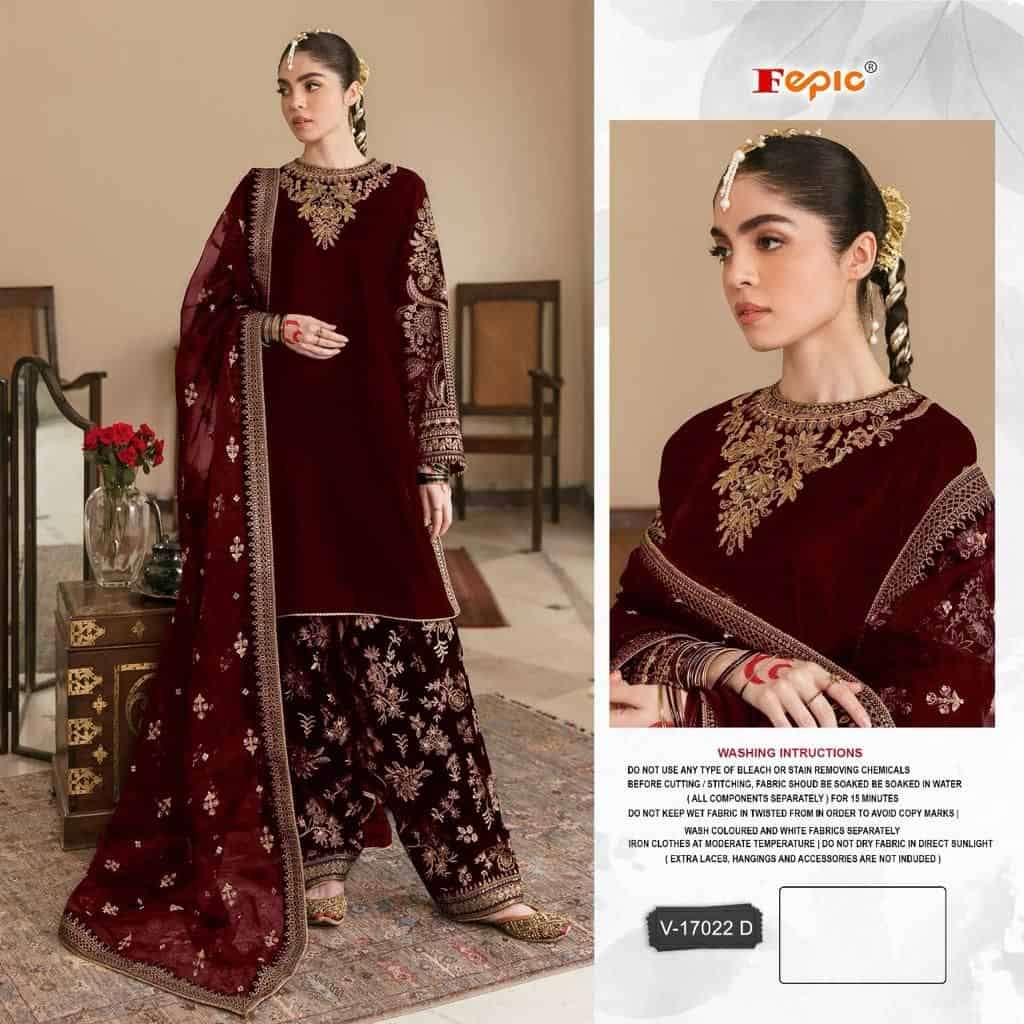 Fepic V 17022 D Latest Designer Style Pakistani Winter Wear Salwar Suit