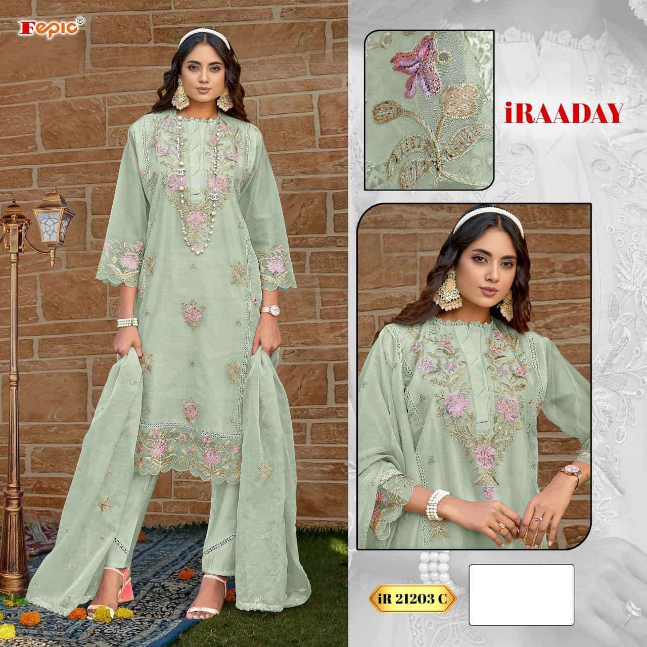 Fepic IR 21203 C Latest Designer Style Organza Unstitched Suit