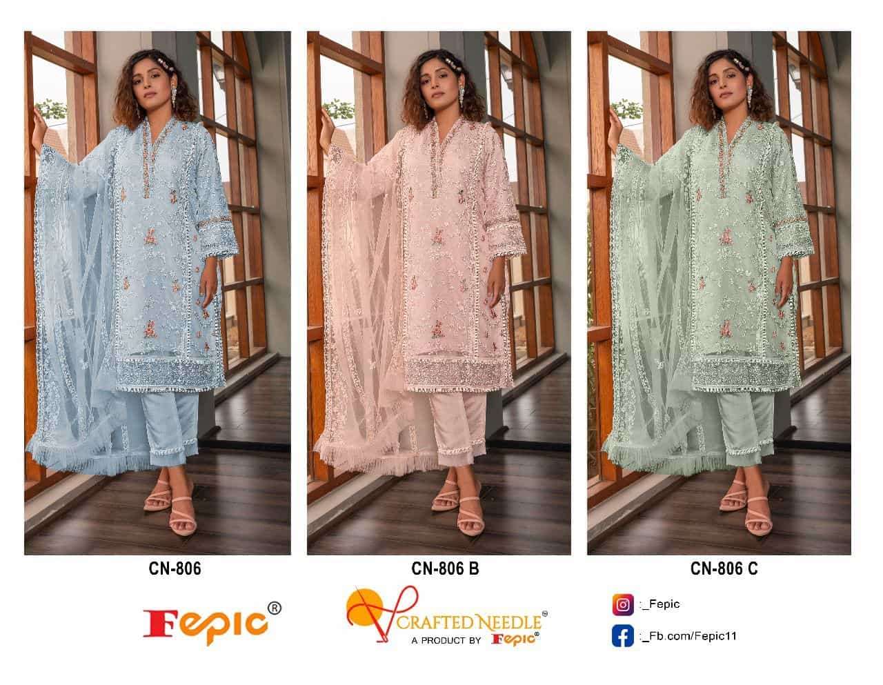Crafted Needle CN 806 By Fepic Readymade Designer Style Pakistani Suit Exporter