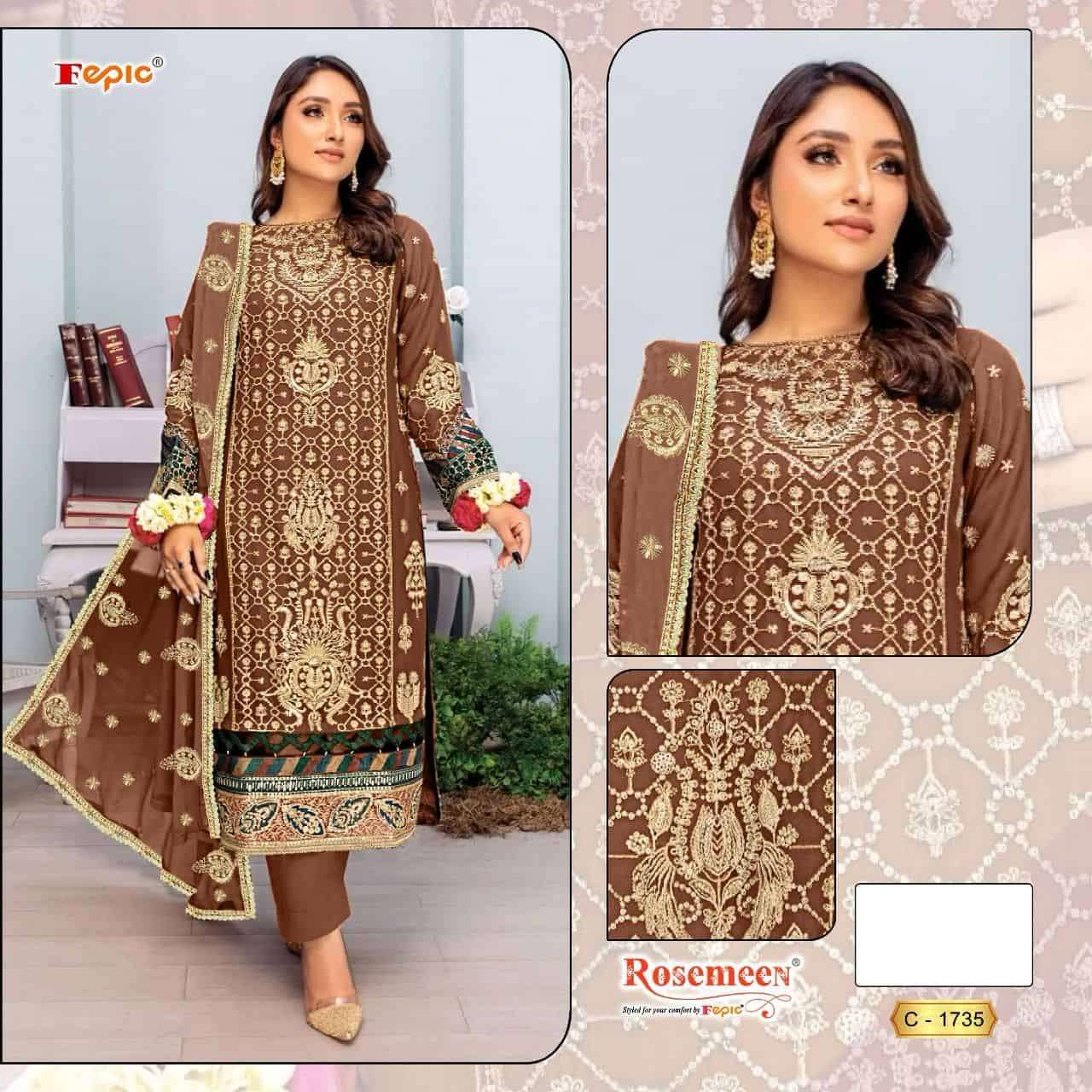 Fepic C 1735 Colors Pakistani Organza Embroidered Salwar Kameez Wholesalers