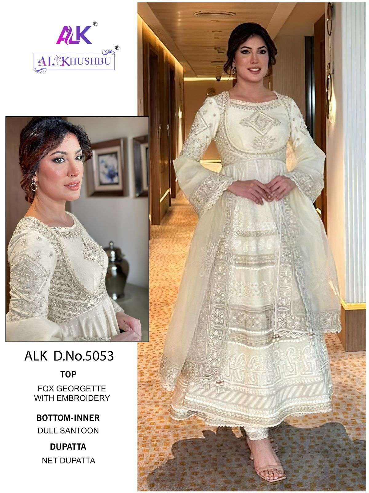 Al Khushbu 5053 Party Wear Style Designer Georgette Heavy Embroidered Suit Ensemble
