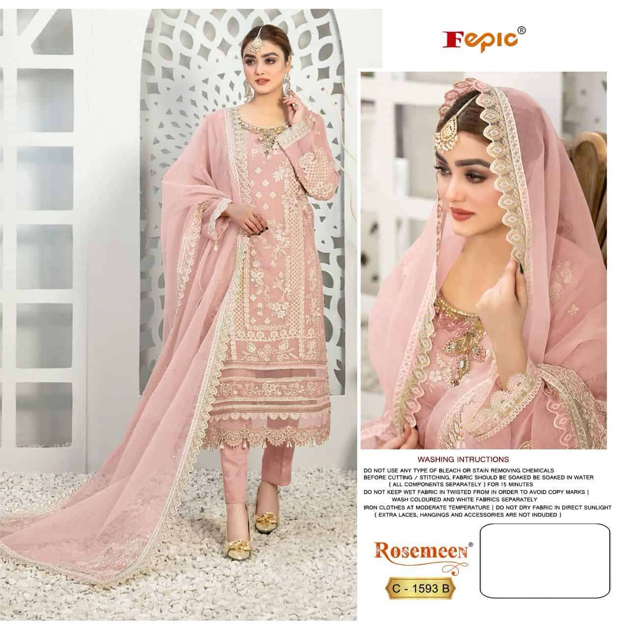 Fepic C 1593 Colors Party Wear Style Heavy Designer Pakistani Suit Wholesalers