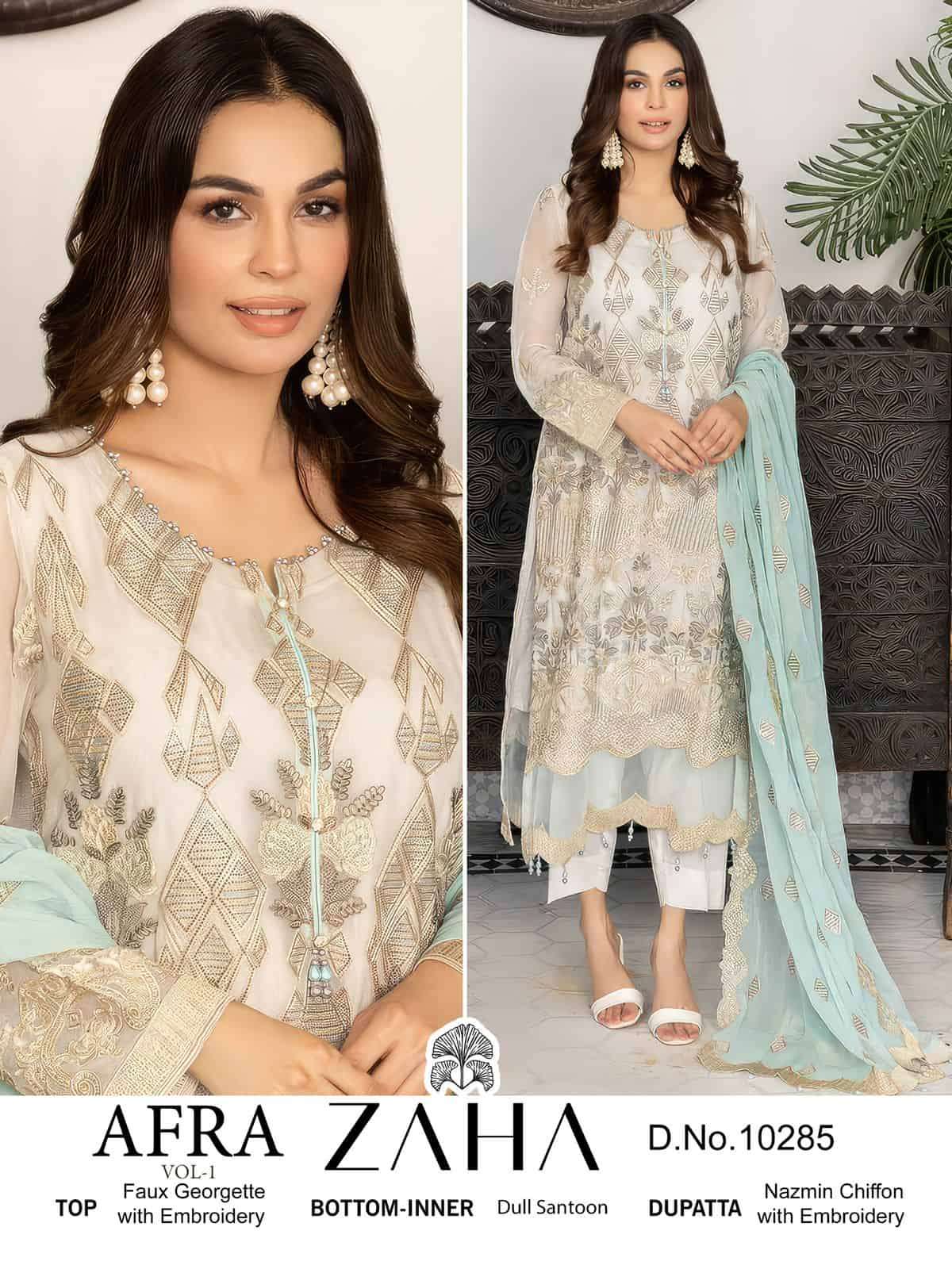 Zaha 10285 Exclusive Latest Embroidered Pakistani Designer Salwar Suit