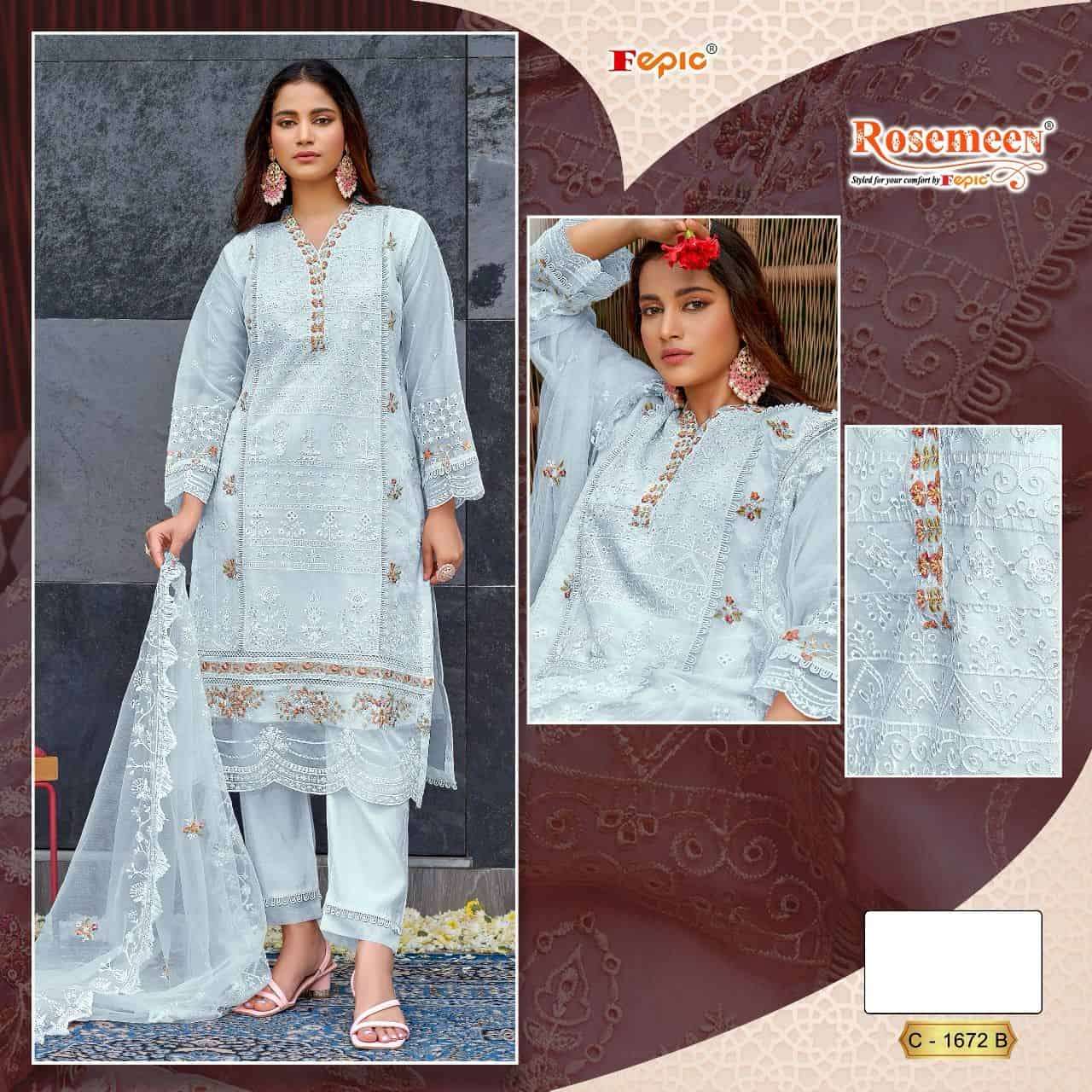 Fepic Rosemeen Organza Pakistani Salwar Suit
