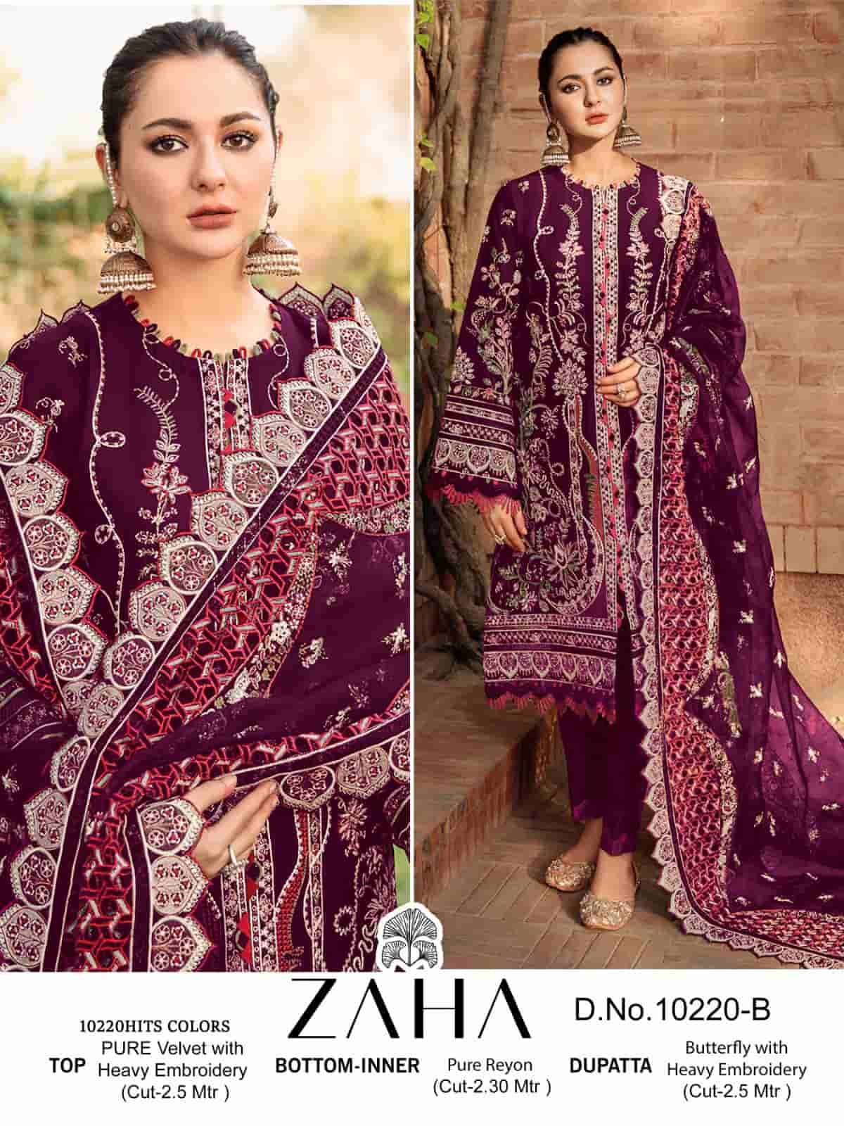 Zaha 10220 B Heavy Designer Wedding Wear Style Velvet Salwar Suit