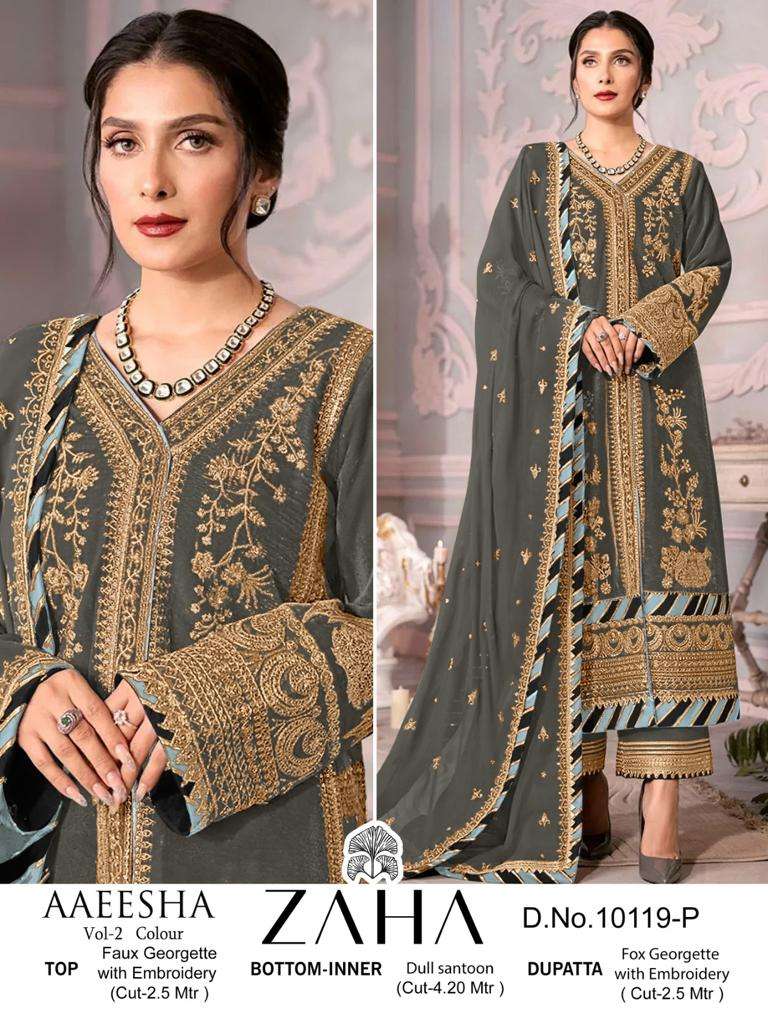Zaha Aaeesha Vol 2 10119 Colors Pakistani Festive Wear Style Salwar Suit Wholesalers