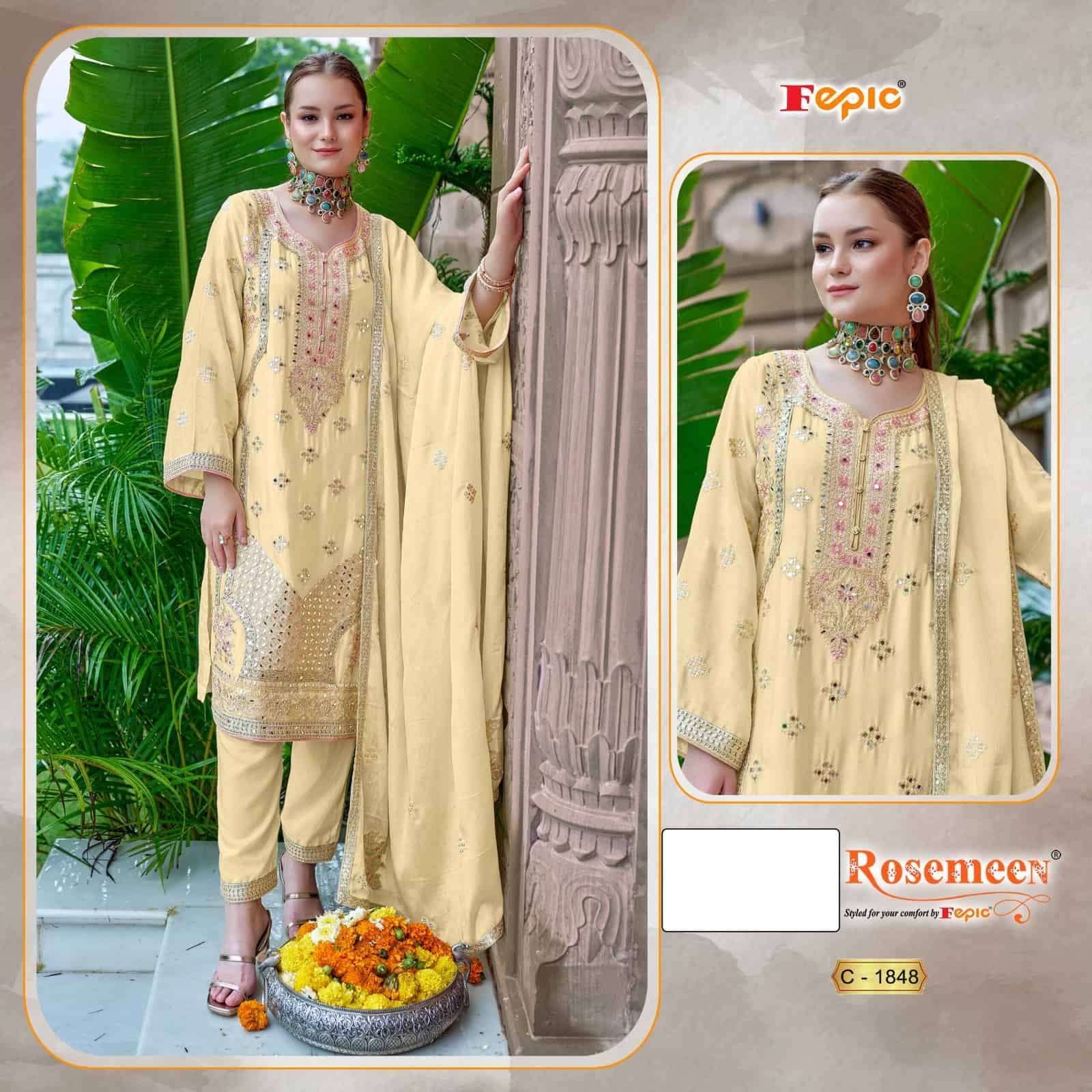 Fepic C 1848 A Pakistani Style Designer Embroidered Salwar Suit Exporter