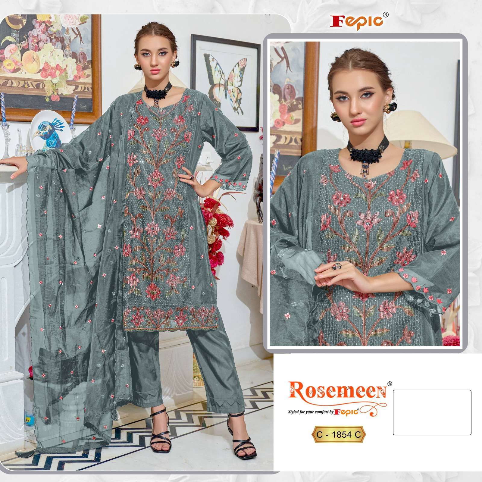 Fepic C 1854 Colors Organza Pakistani Dress