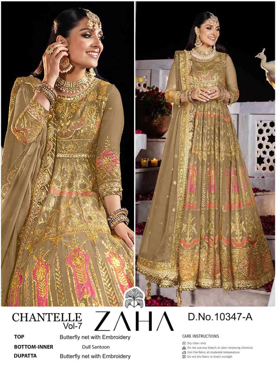 Zaha Chantelle Vol 7 10347 Colors Pakistani Festive Wear Heavy Suit Wholesalers