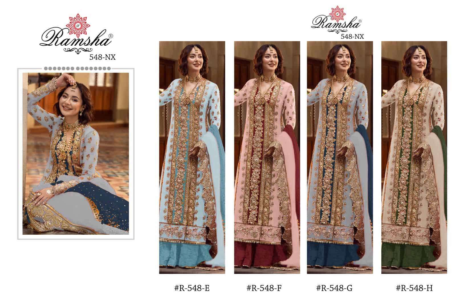 Ramsha R 548 Colors Party Wear Style Designer New Pakistani Suit Wholasaler