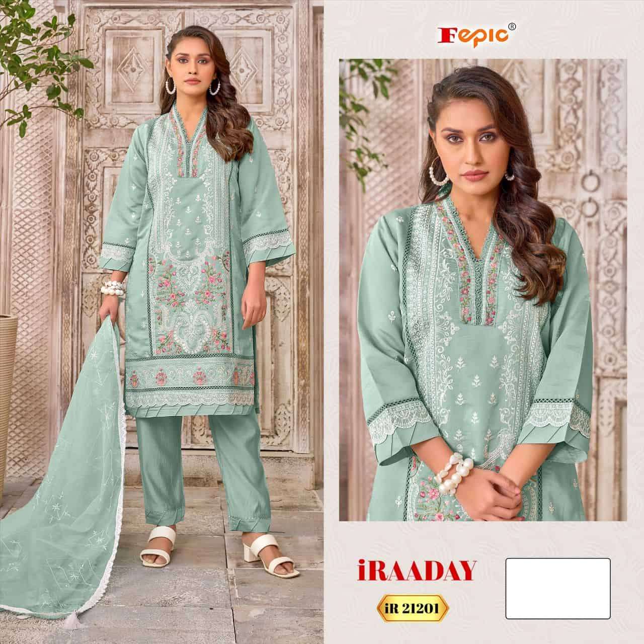 Fepic Iraaday IR 21021 Colors Organza Embroidered Pakistani Salwar Suit Wholesalers