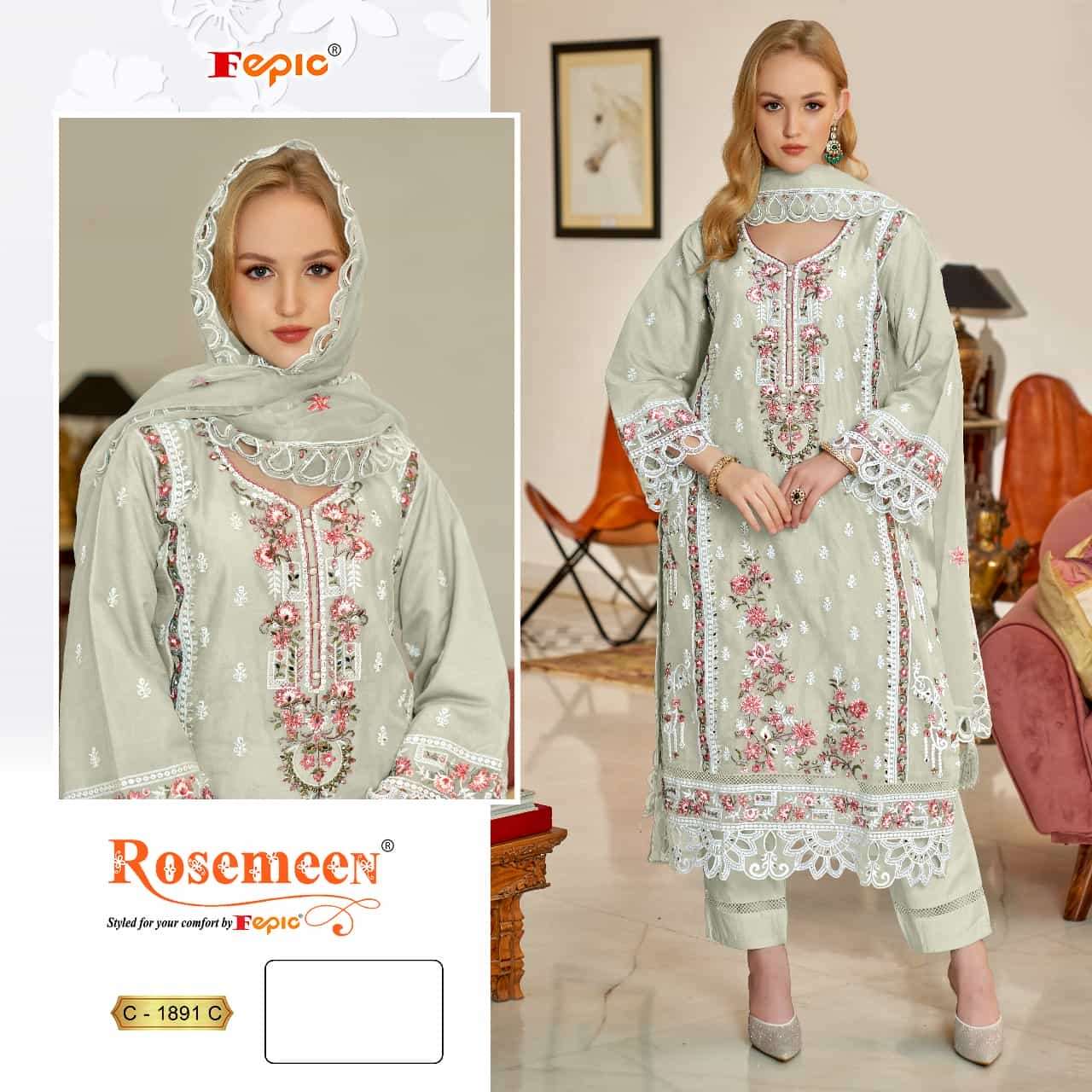 Fepic C 1891 C Exclusive Latest Pakistani Designer Organza Suit Collection