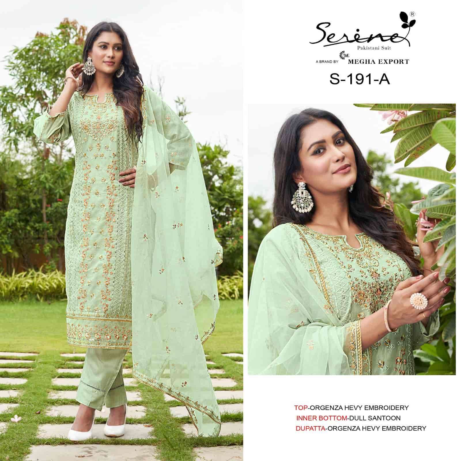 Serine S 191 Colors Festive Wear Style Pakistani New Designs Suit Wholesalers