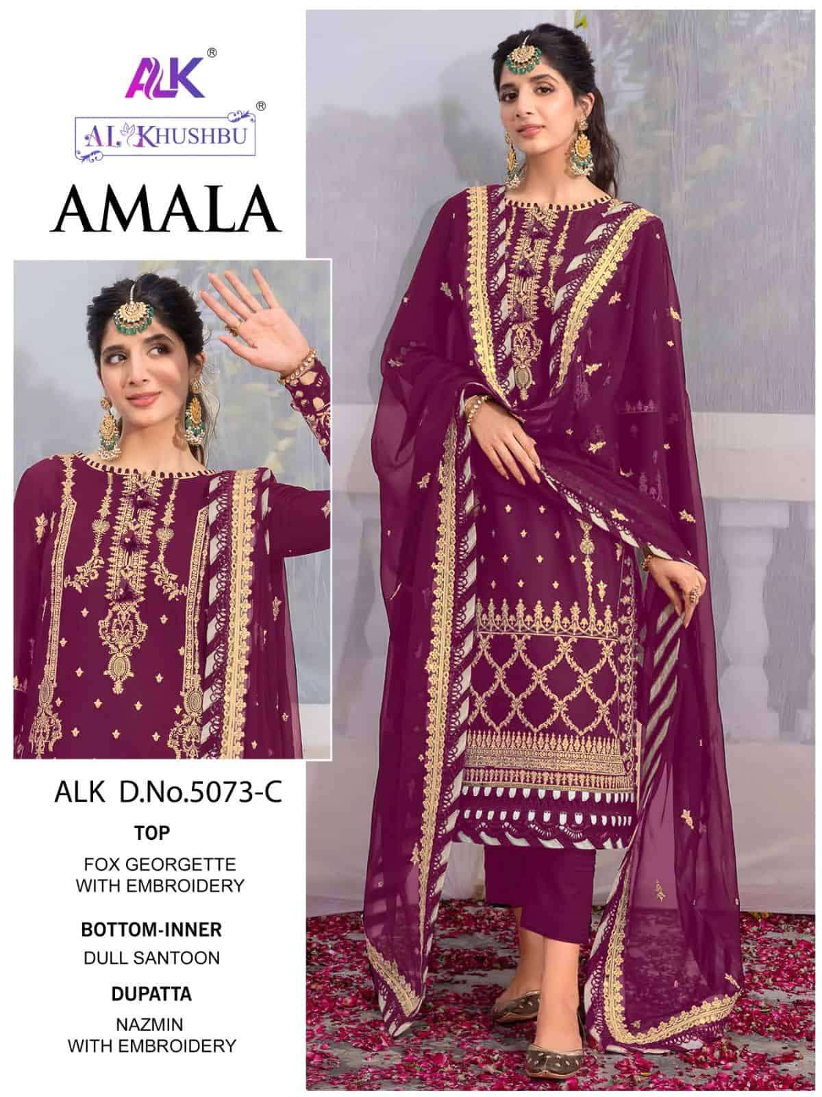 Al Khushbu 5073 C Georgette Designer Embroidered Pakistani Suit Collection