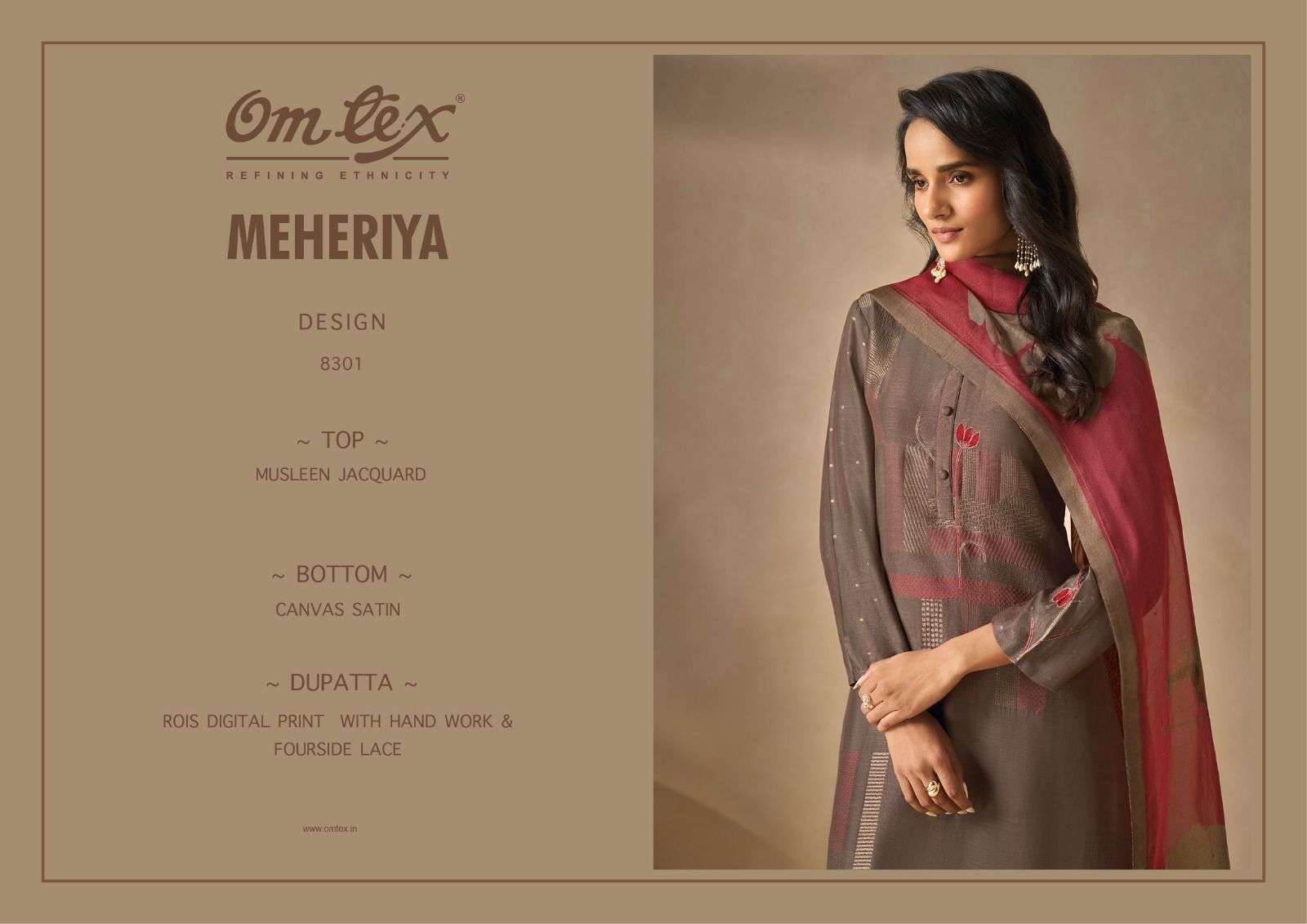 Omtex Meheriya Exclusive Muslin Jacquard Suit New Collection