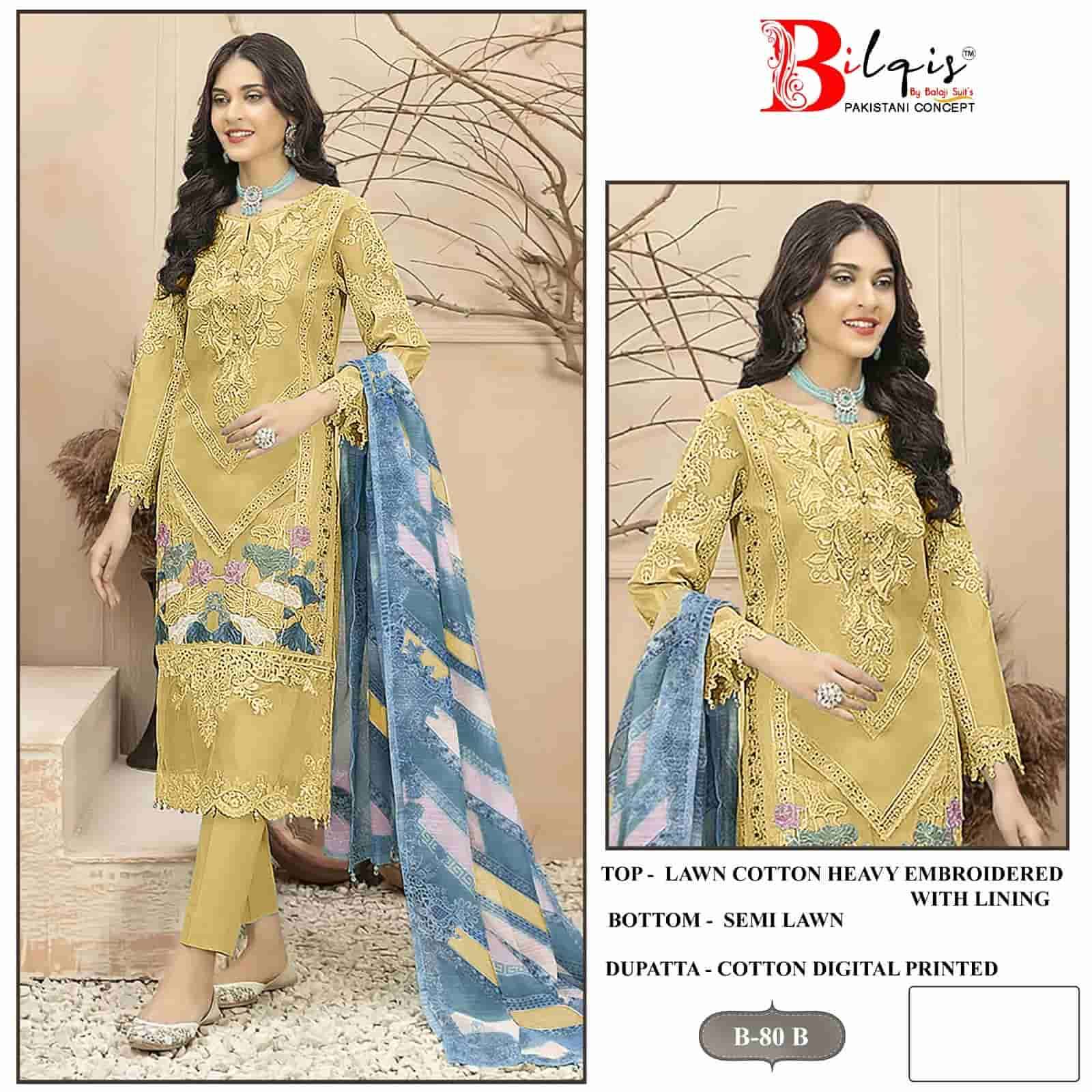 Bilqish B 80 Colors Pakistani Designer Cotton Embroidered salwar Suit Exporter