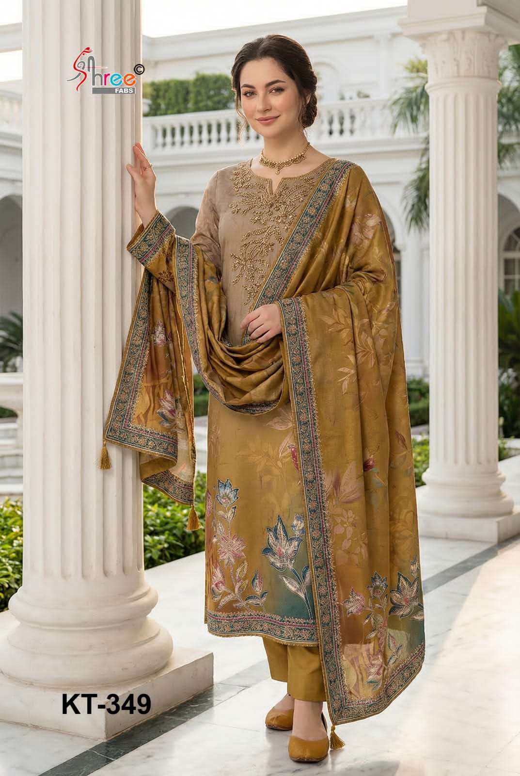 Fancy Muslin Pakistani Salwar Suit - KT 349