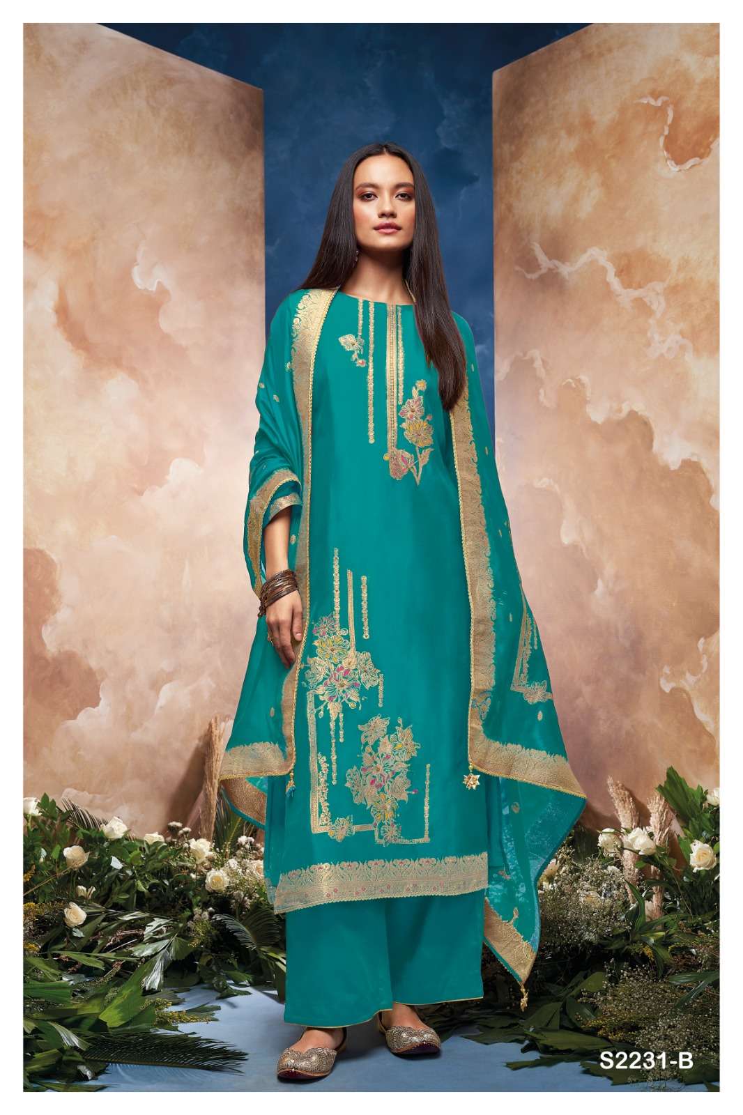 Ganga Leilani 2231 B Exclusive Jacquard Silk Dress Wedding Collection