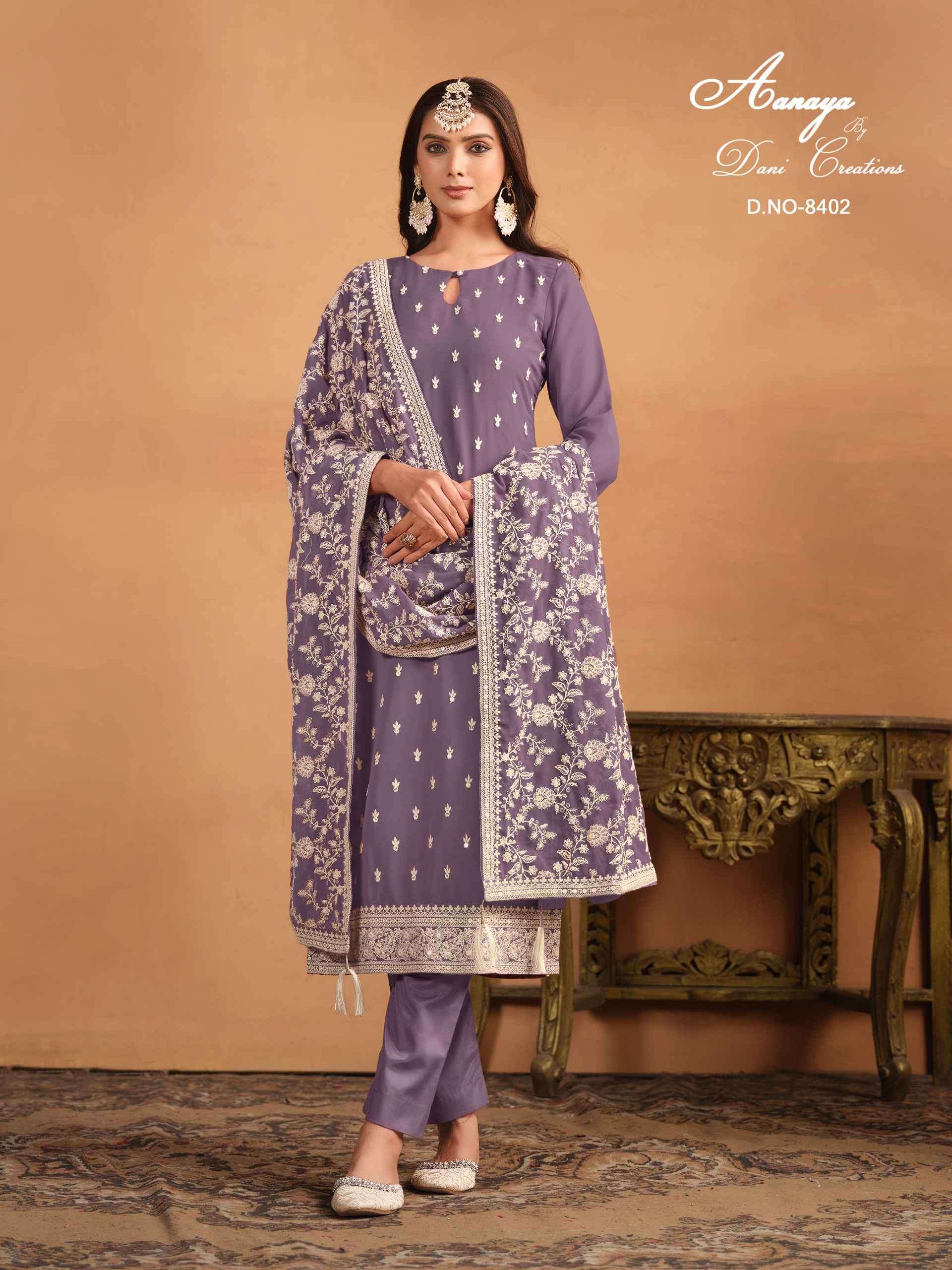 Aanaya Vol 184 8401 To 8404 Straight Style Designer Georgette Suit