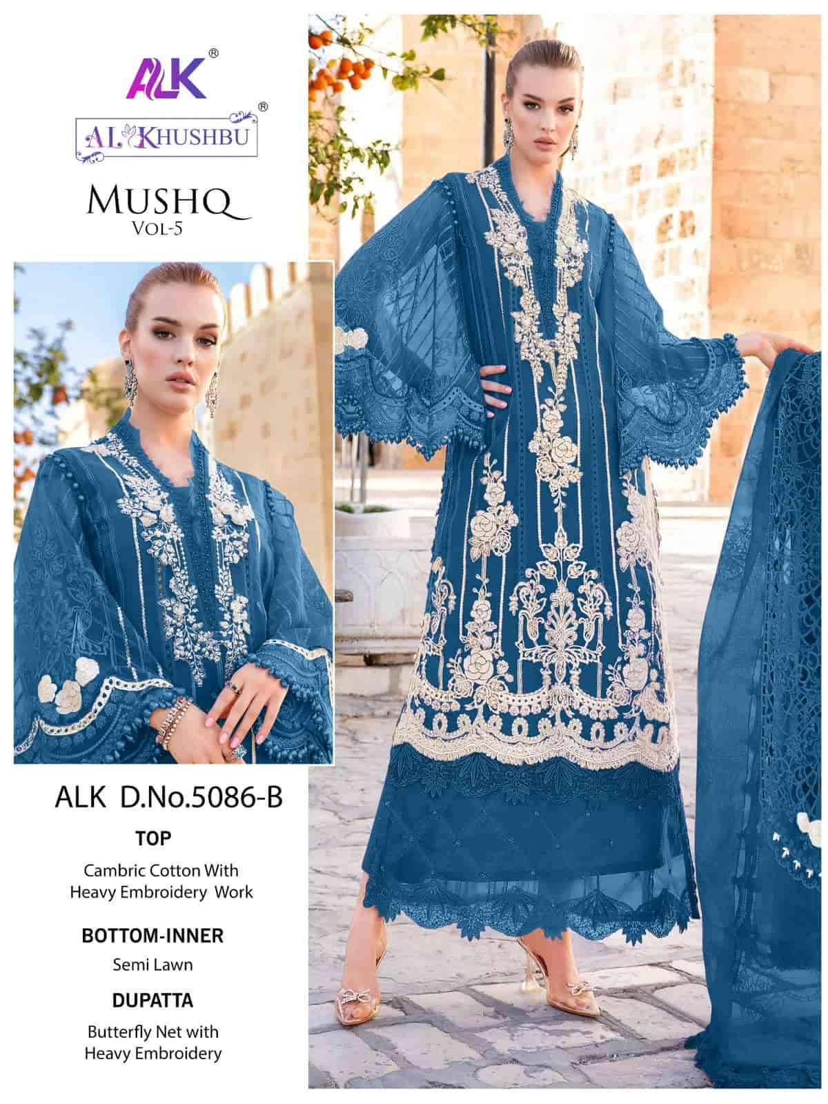 Al Khushbu 5086 B Unstitched Cotton Heavy Embroidered Dress Online