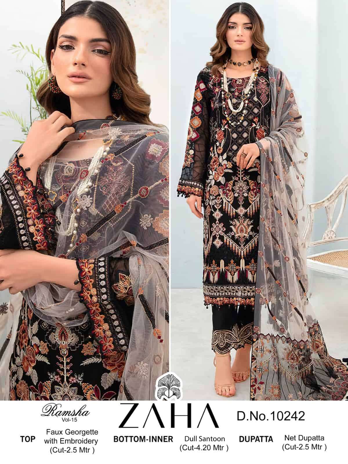 Zaha Ramsha Vol-15 Georgette Embroidered Suit