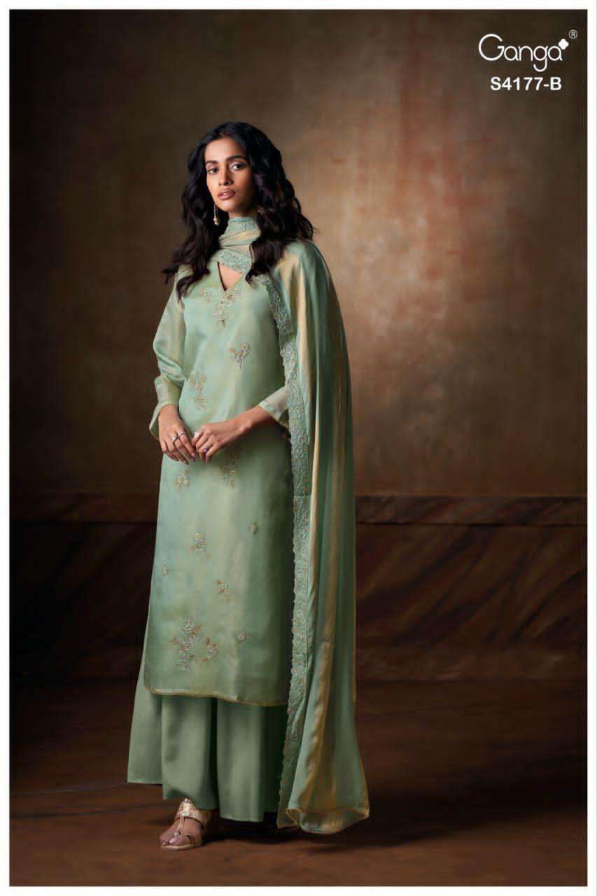 Ganga Fashion Geesha 4177 B Pure Bemberg Silk Suit Latest Collection