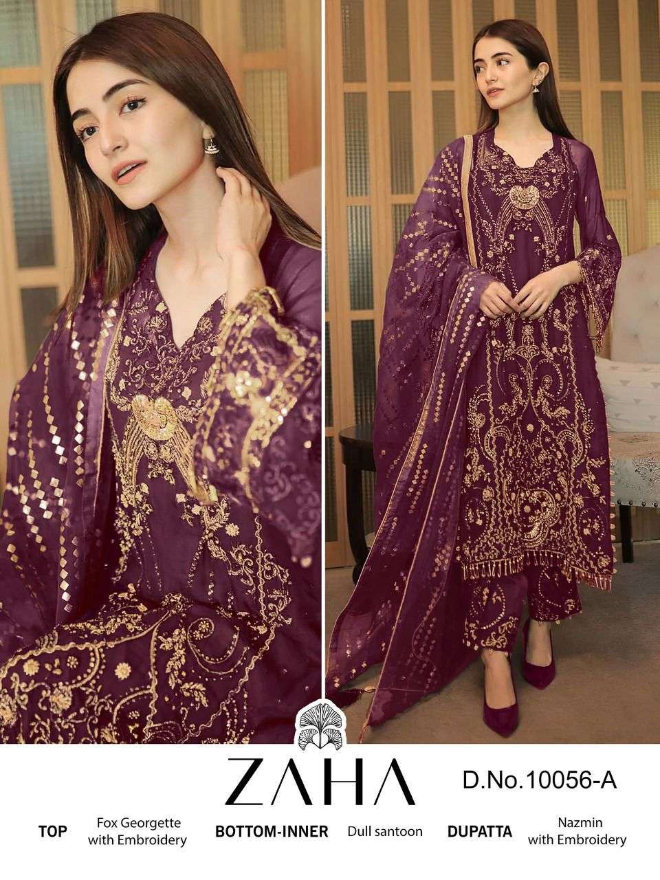 Zaha 10056 A Pakistani Festive Wear Style Designer Salwar Suit Exporter
