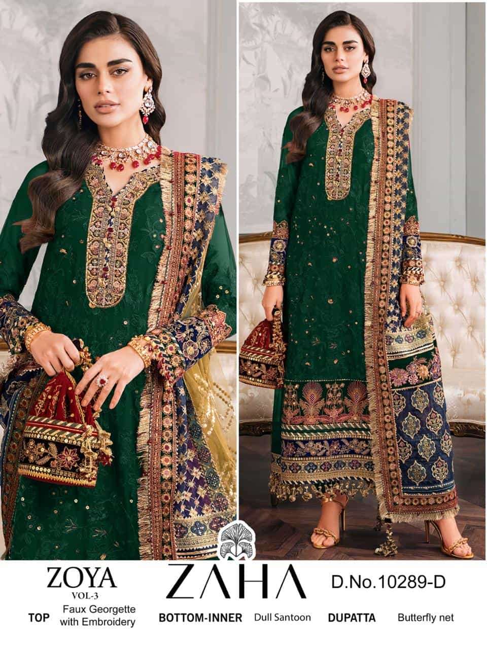 Zaha 10289 D Party Wear Style Designer Embroidered Salwar Suit