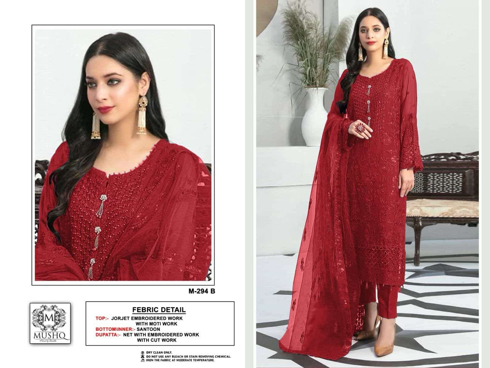 Mushq M-294 B Embroidered Georgette Salwar Suit