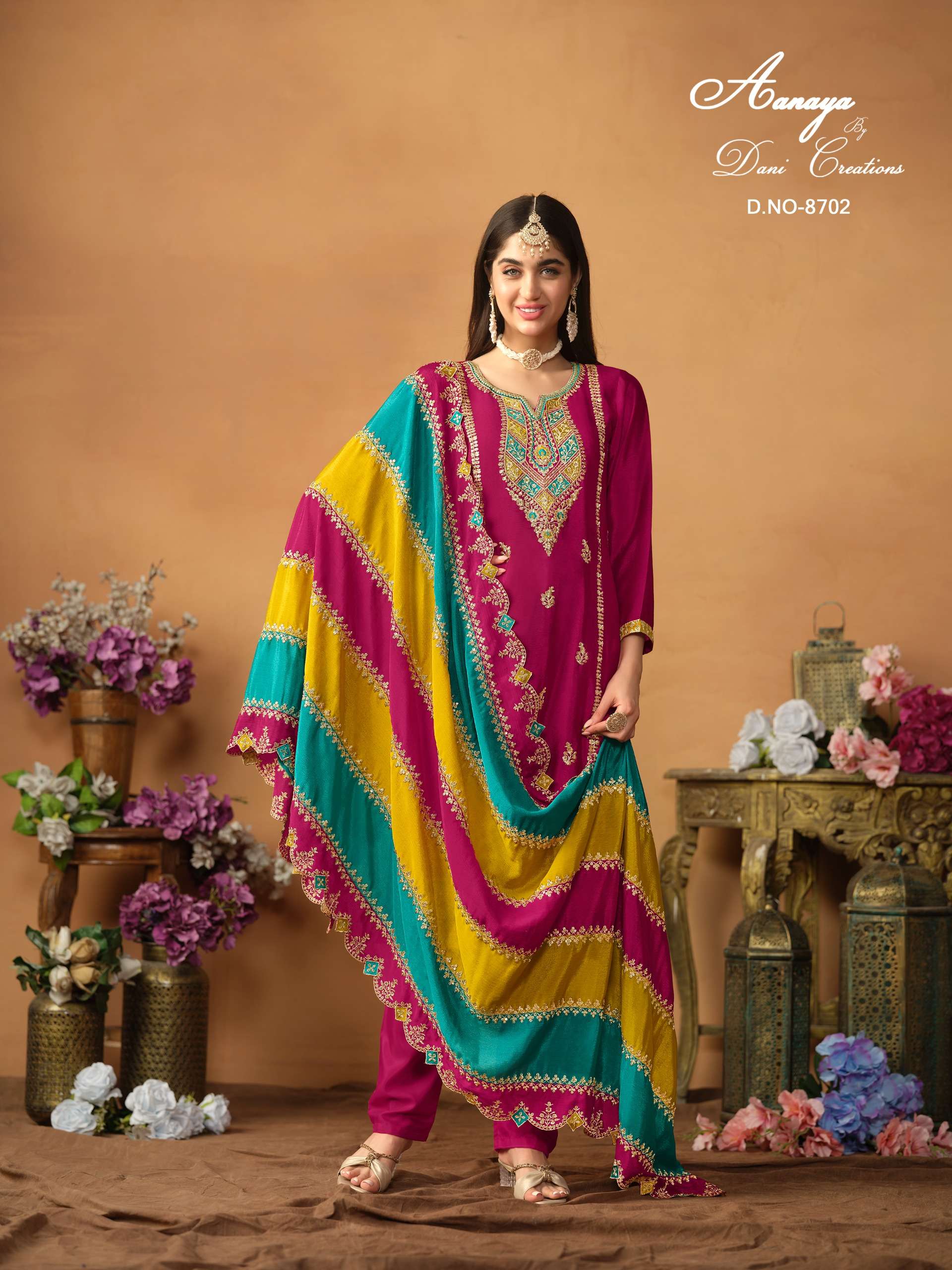 Aanaya Vol 187 8701 To 8703 Designer Style Straight Suit Latest Collection