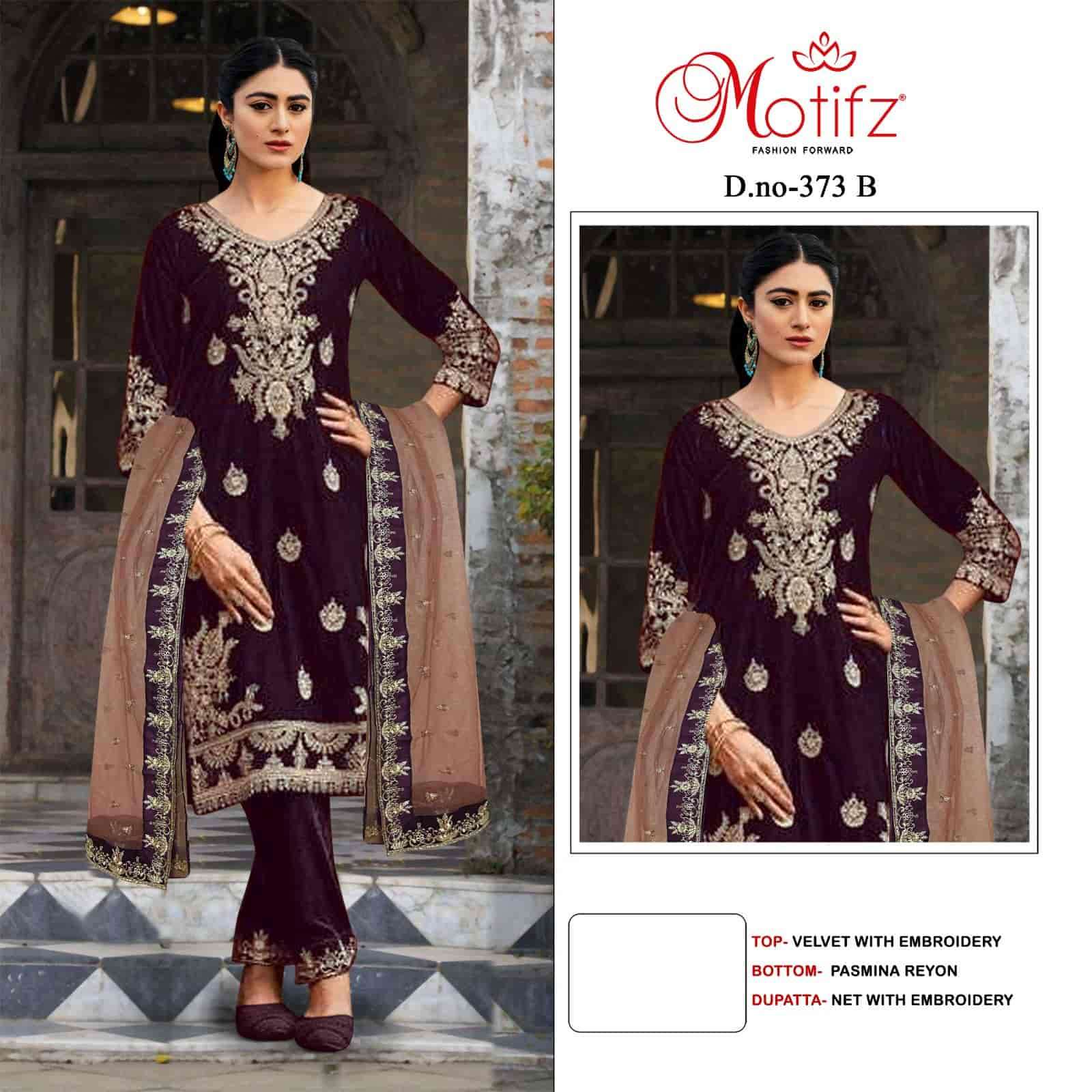 MOtifz 373 B Party Wear Style Heavy Designer Pakistani Velvet Suit Exporter
