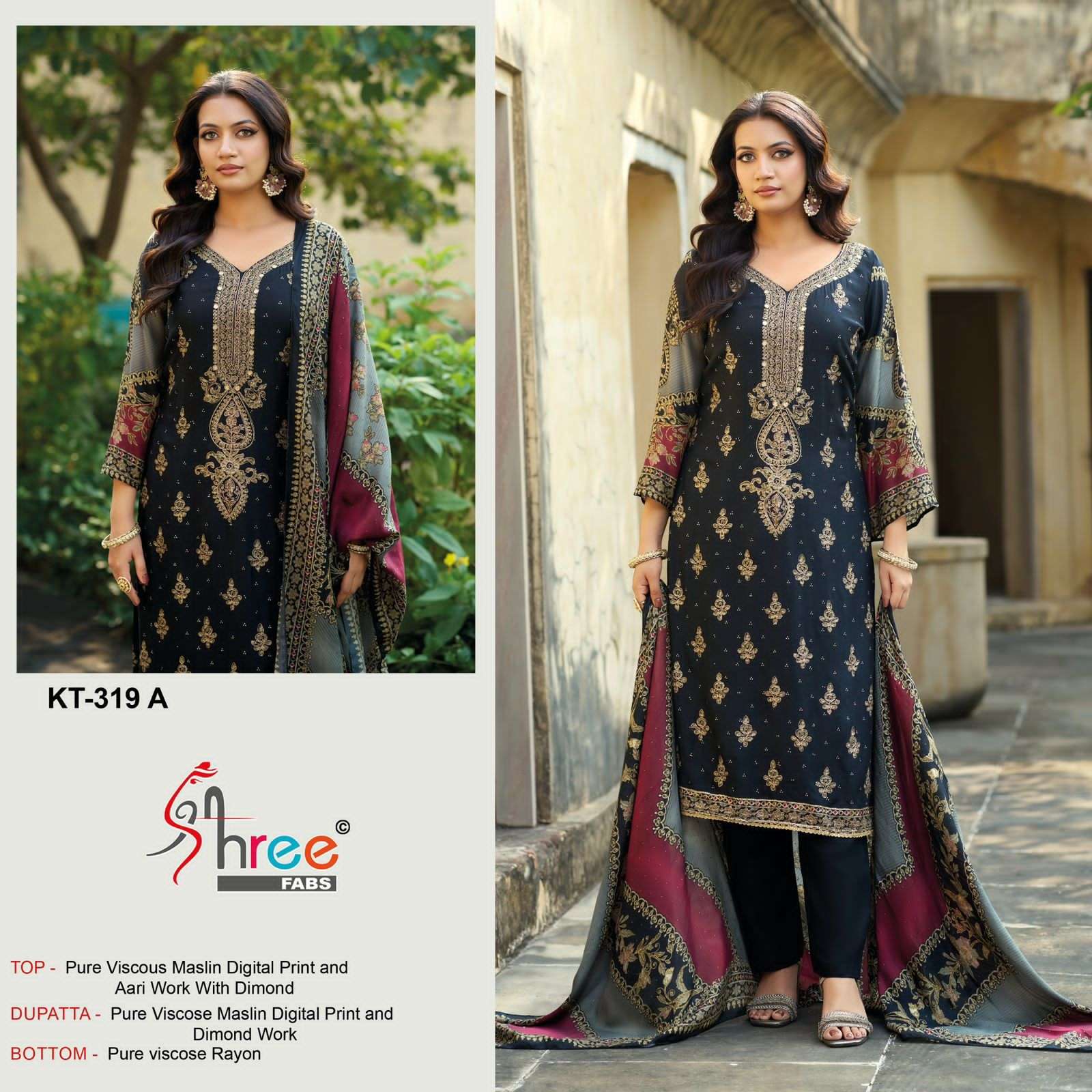 Shree Fabs Kt 319 Pure Viscose Muslin Salwar Suits Collection