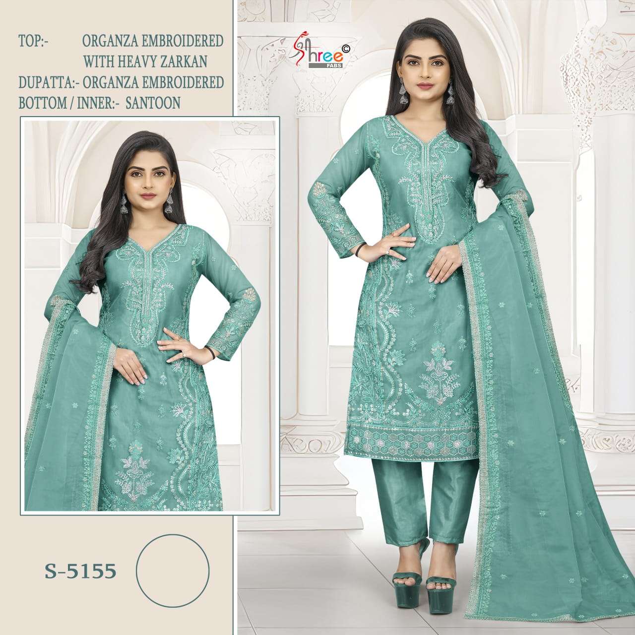 Shree Fabs S 5155 A Exclusive Designer Organza Embroidered Suit Collection