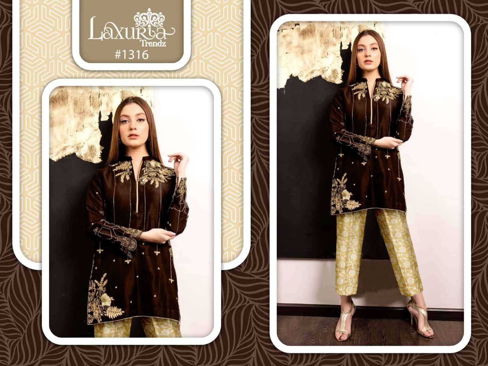 Laxuria Trends 1316 Pakistani Latest Designer Top Bottom Collection Exporter