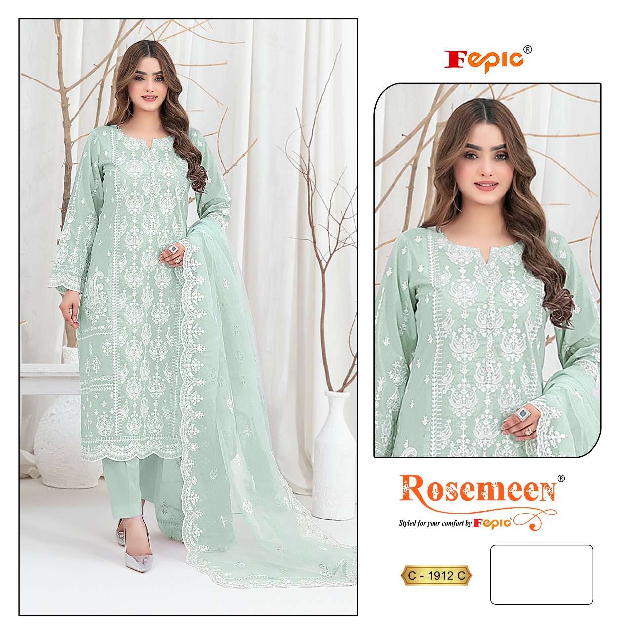 Fepic C 1912 Colors Pakistani Embroidered Georgette Suit