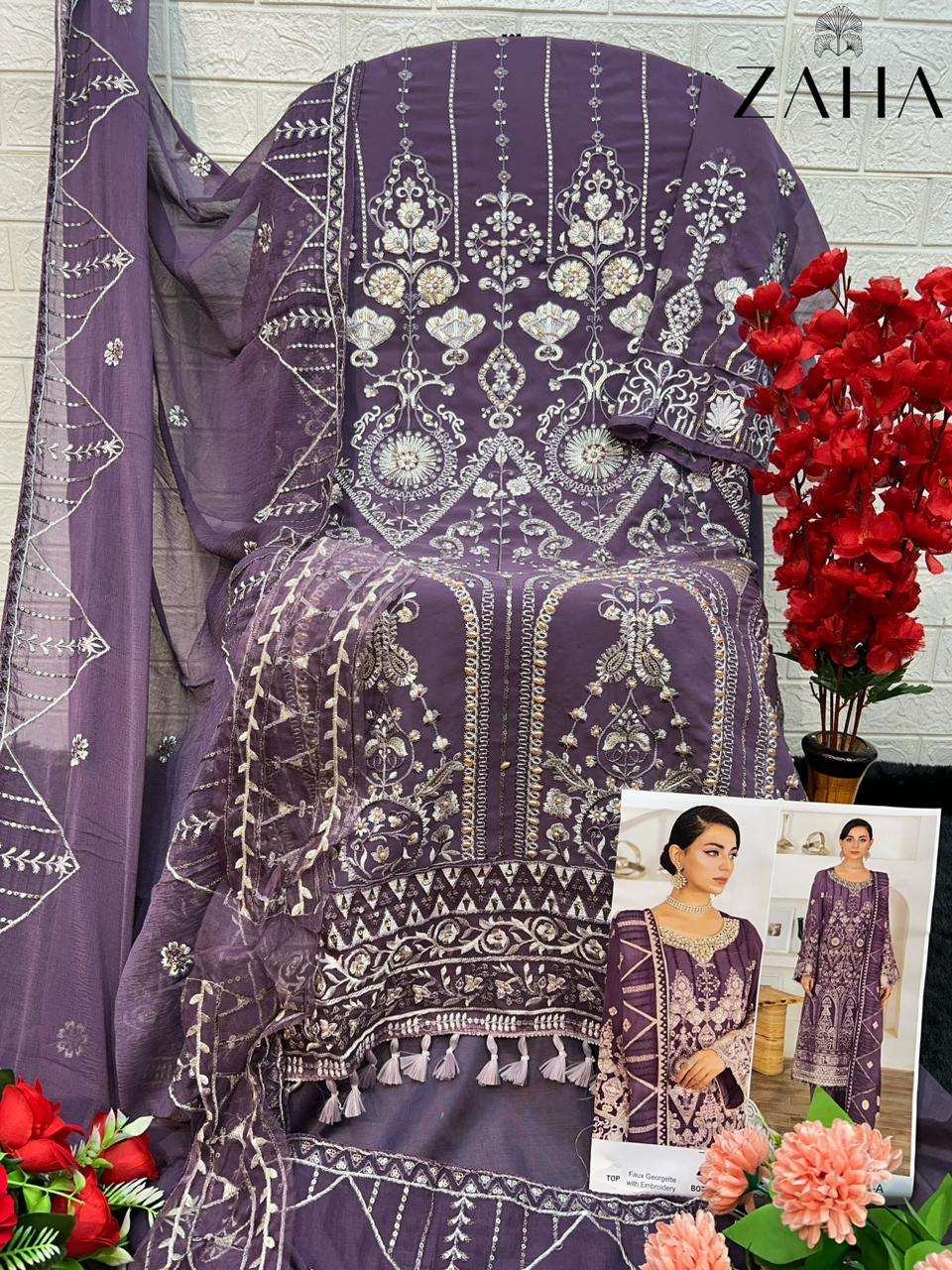 Zaha 10270-A Festive Heavy Embroidery Suit