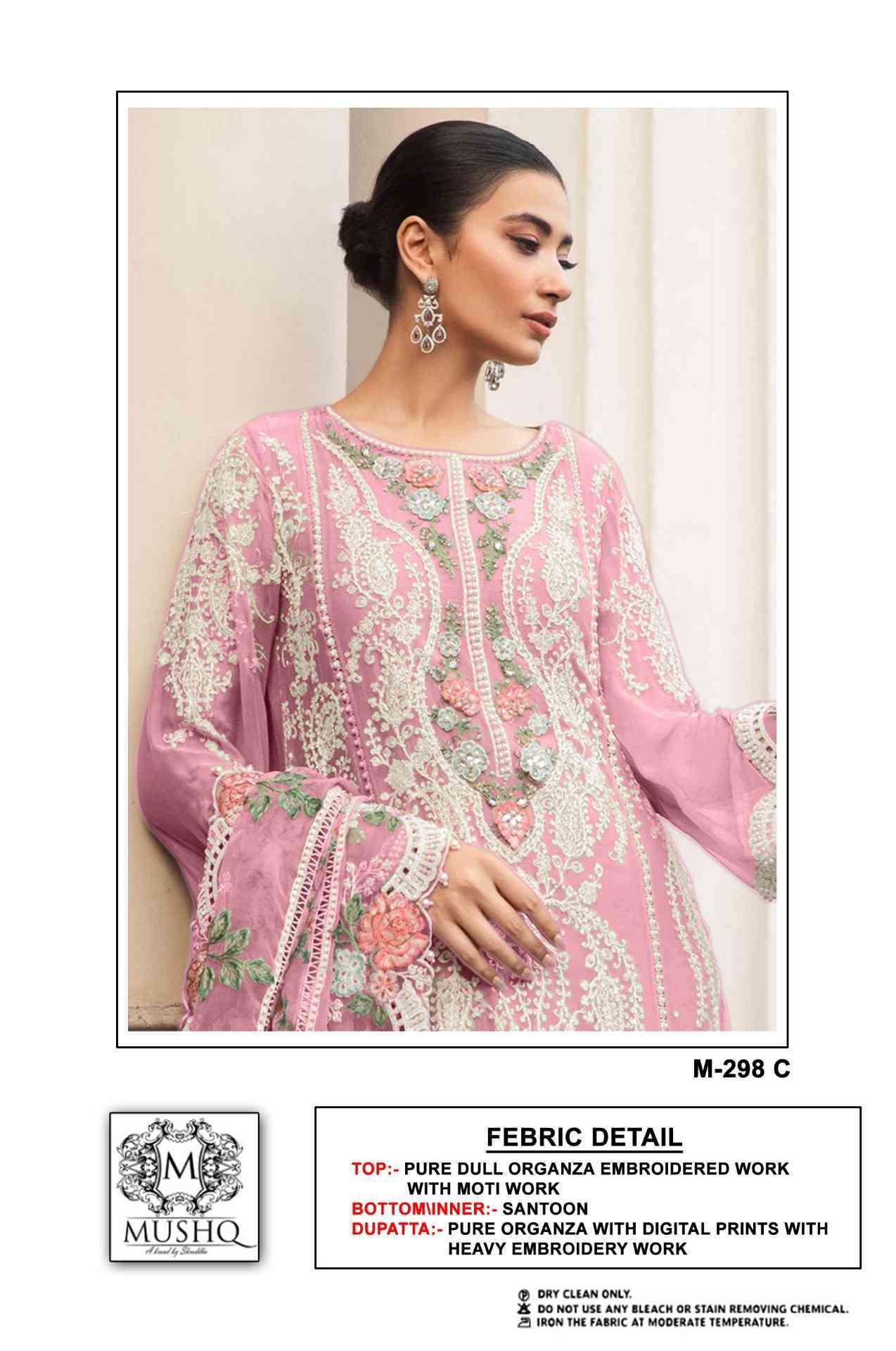 Mushq M-298 C Embroidered Organza Pakistani Suit