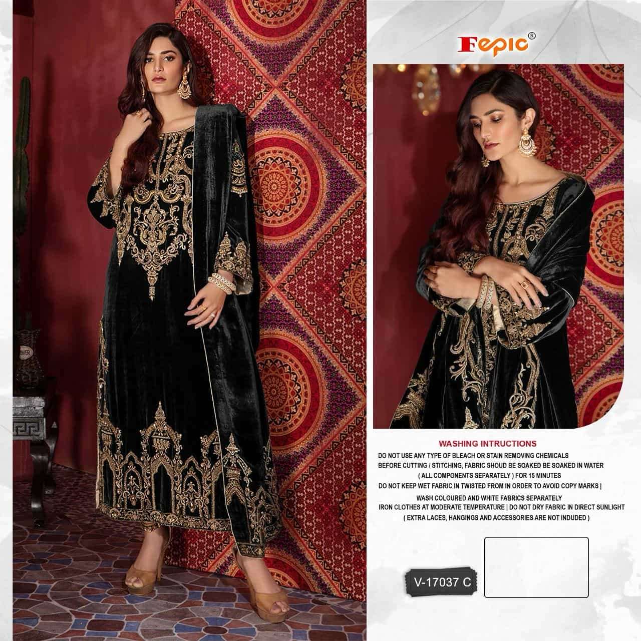 Fepic V 17037 C Exclusive Heavy Designer Style Pakistani Party Wear Velvet Collection