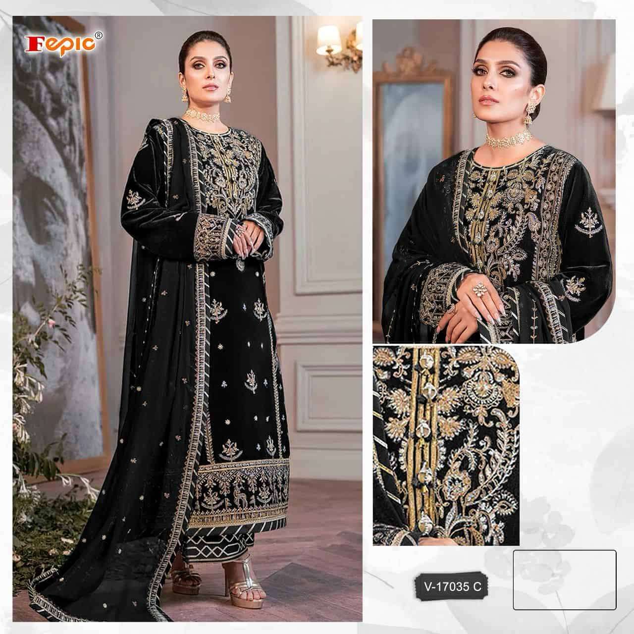 Fepic Rosemeen V-17035 C Velvet Party Suit